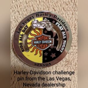Vintage Authentic Harley-Davidson® Silver Tone Enameled Black LV Challenge Pin
